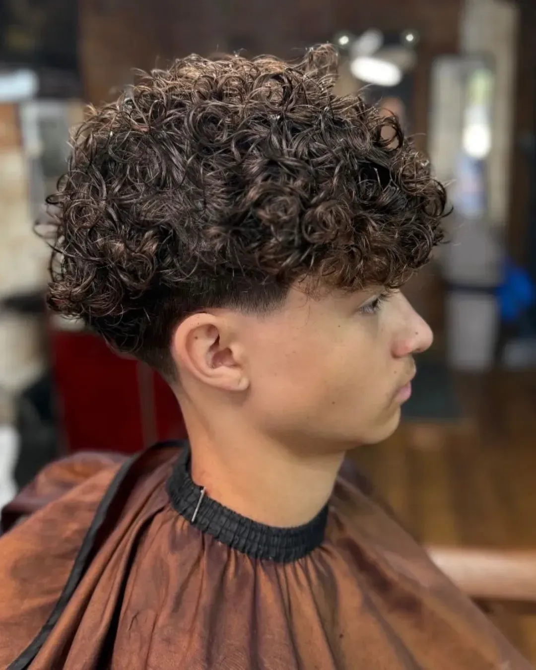 Men's perm with taper at Dads Barber Shop
